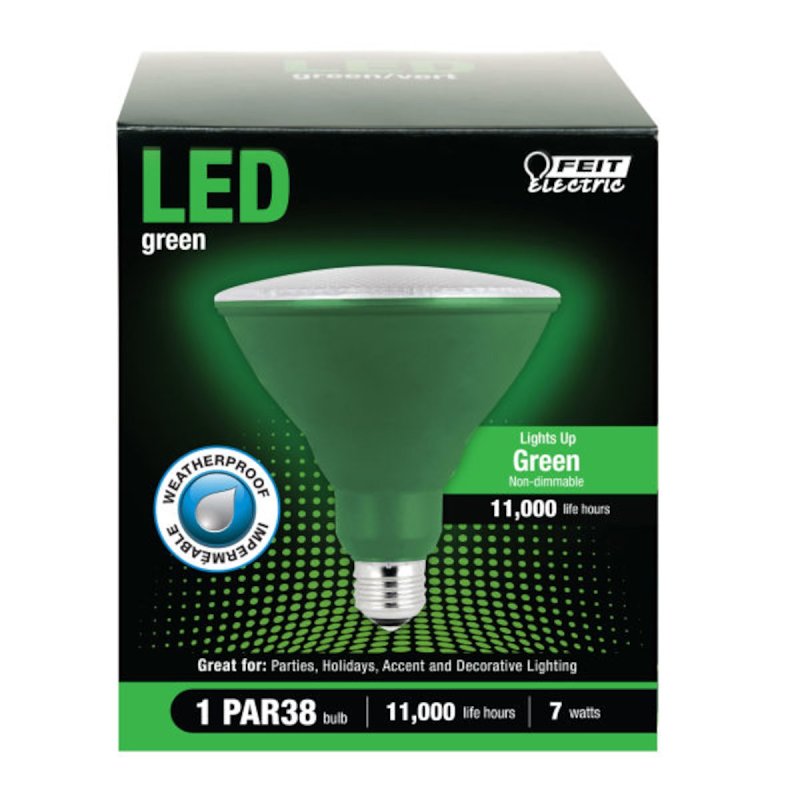 Feit Electric PAR38/G/10KLED/BX LED Bulb, Flood/Spotlight, PAR38 Lamp, E26 Lamp Base, Green Light