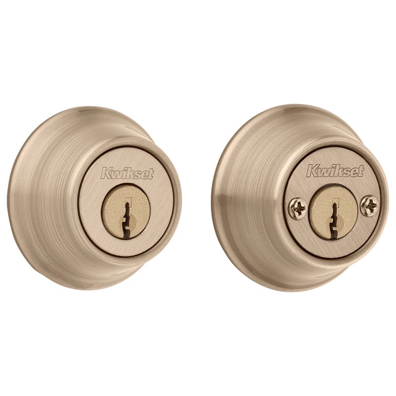 Kwikset 600 Series 665 5 RCAL RCS/5303 Deadbolt, 3 Grade, Keyed Key, Zinc, Antique Brass, 2-3/8 to 2-3/4 in Backse