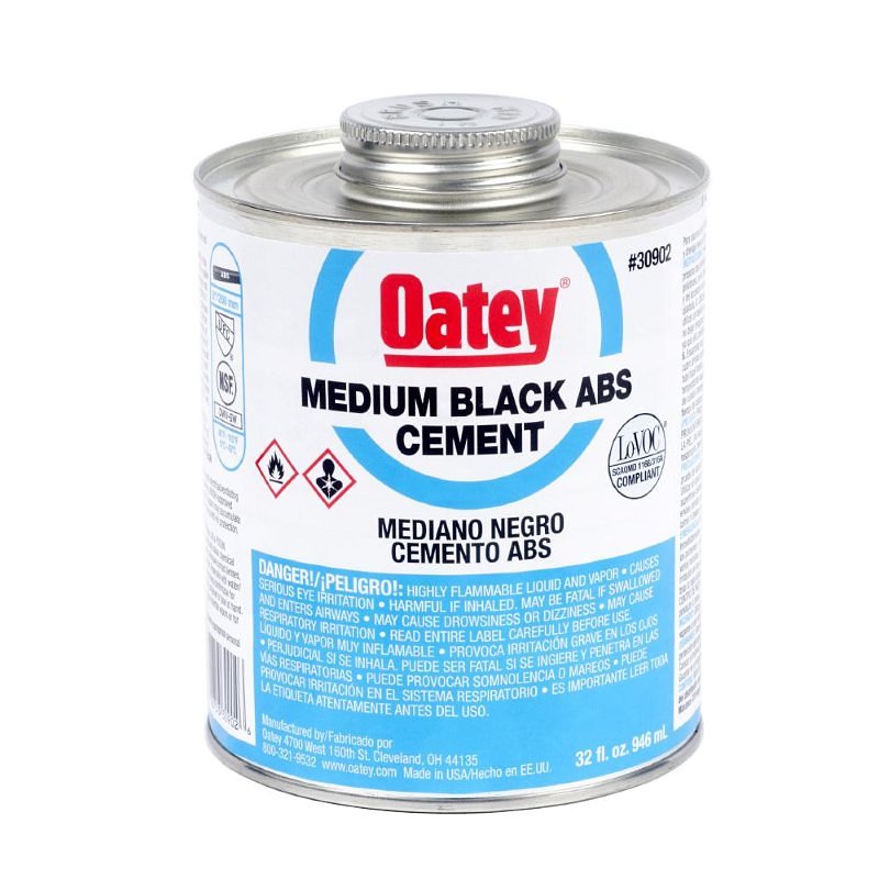 Oatey 30902 Solvent Cement, Opaque Liquid, Black, 32 oz Can