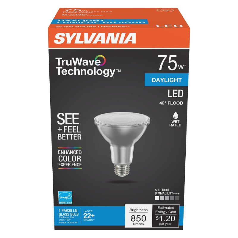 Sylvania Natural Series 40913 LED Bulb, 850 Lumens, 10 W, PAR30LN