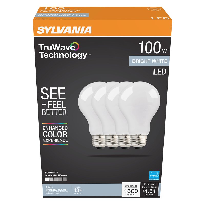 Sylvania 41294 LED Bulb, General-Purpose, Omni-Directional, A21 Lamp, 100 W Equivalent, E26 Medium Lamp Base, Dimmable
