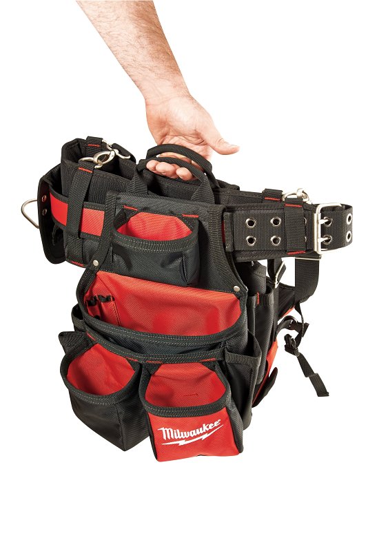Milwaukee 48-22-8120 Work Belt, 30 to 53 Waist, 1680 Denier Nylon, Black/Red, 24-Pocket
