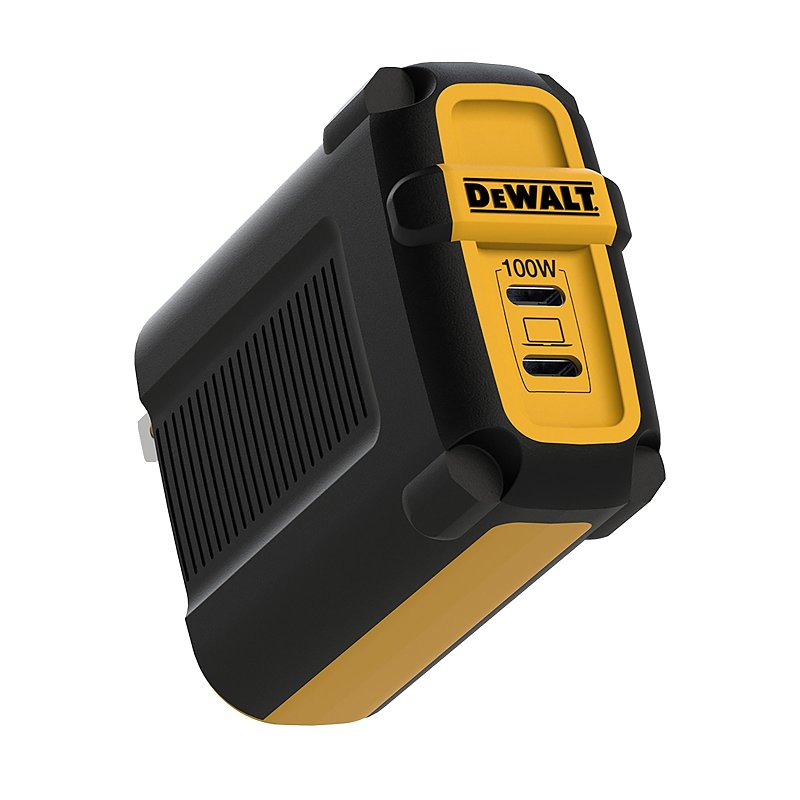 DEWALT 131 0874 DW2 2-Port Wall Charger, Type C Plug, Black/Yellow