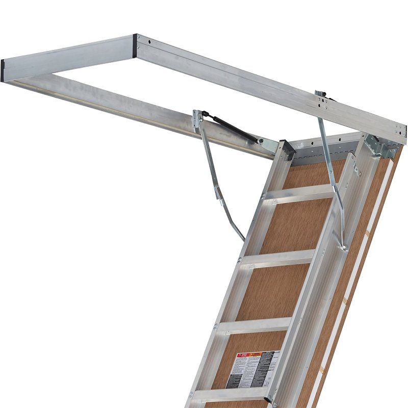 Louisville Fire-Rated Energy Efficient Everest Series AL2240LG-R5FT Attic Ladder, 10 to 12 ft H Ceiling, 13-Step