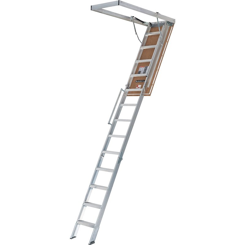 Louisville Fire-Rated Energy Efficient Everest Series AL2240LG-R5FT Attic Ladder, 10 to 12 ft H Ceiling, 13-Step