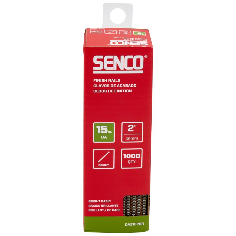 Senco DA21EPBR Finish Nail Strip, 2 in L, 15 ga, Steel, Bright Basic/Sencote, Brad Head