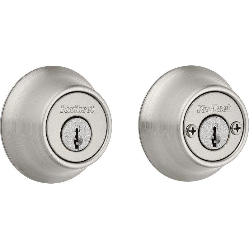 Kwikset 600 Series 665 15 RCAL RCS/5303 Deadbolt, 3 Grade, Keyed Key, Zinc, Satin Nickel, 2-3/8 to 2-3/4 in Backset
