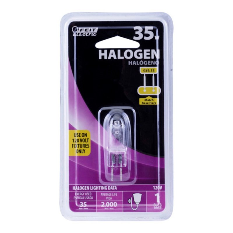 Feit Electric BPQ35T4/JCD/RP Halogen Light Bulb, 35 W, Bi-Pin Lamp Base, JCD T4 Lamp, 200 hr Average Life