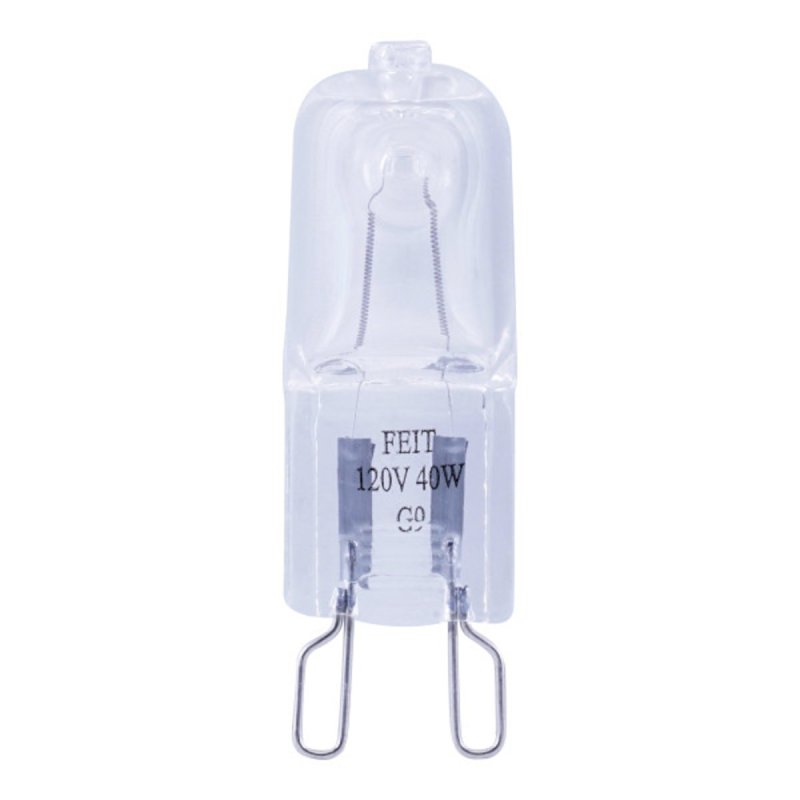 Feit Electric BPQ40/G9/CAN Halogen Bulb, 40 W, G9 Lamp Base, JCD T3 Lamp, 3000 K Color Temp, 2000 hr Average Life