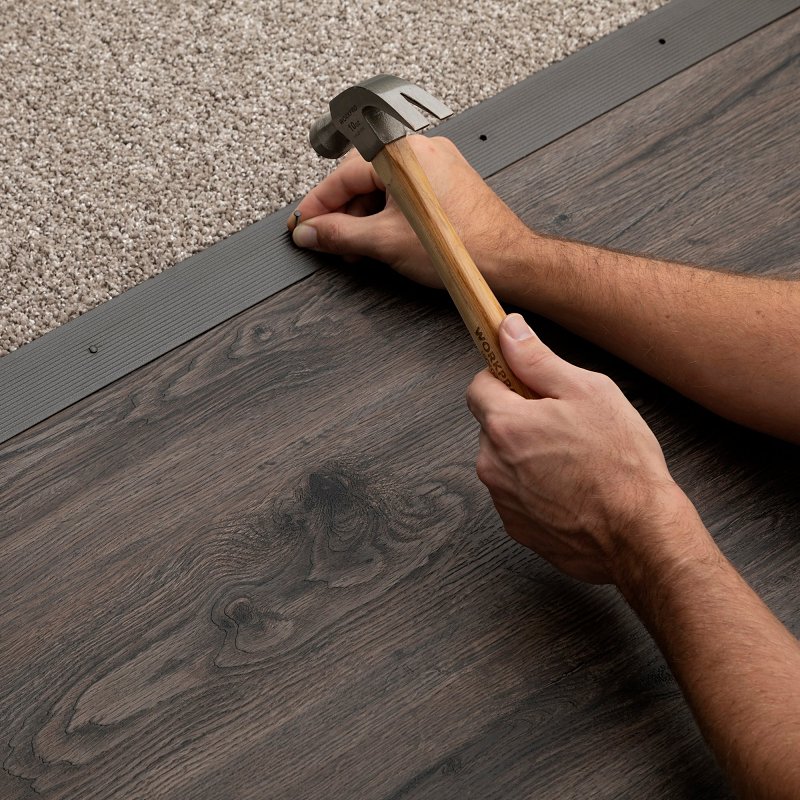 M-D 43366 Carpet Trim, 36 in L, 2 in W, 3/8 in Thick, Aluminum, Mocha