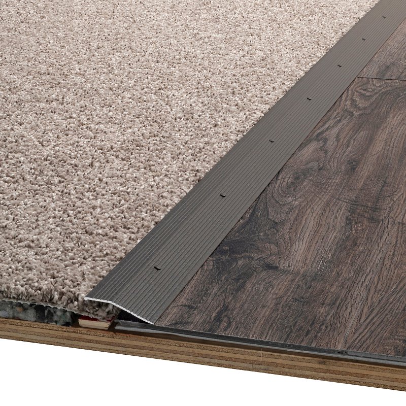 M-D 43366 Carpet Trim, 36 in L, 2 in W, 3/8 in Thick, Aluminum, Mocha