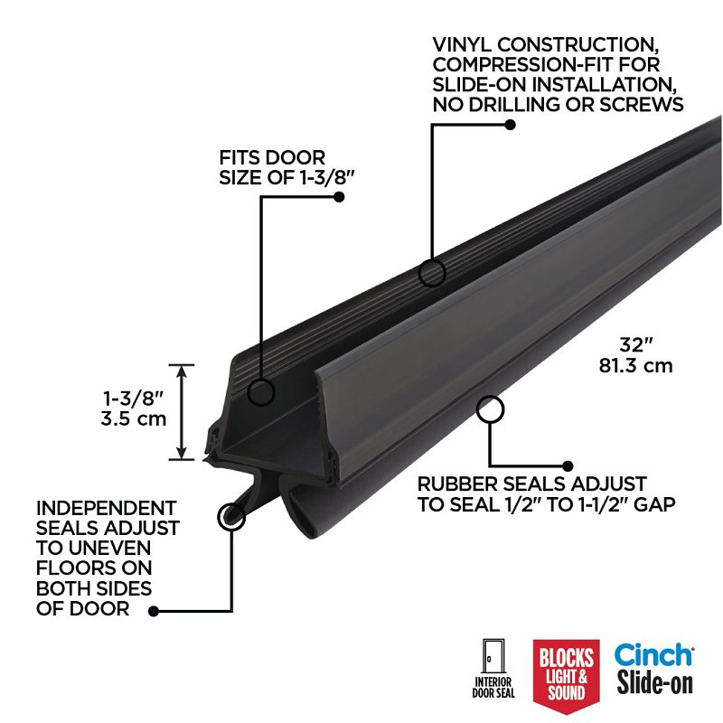 M-D 43399 Door Bottom, 1-1/8 in L, 1-3/4 in W, 32 in H, Vinyl