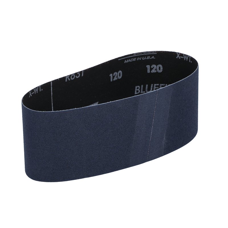 Norton 49262 Sanding Belt, 3 in W, 21 in L, Zirconia Aluminum Abrasive, 120 Grit, Very Fine