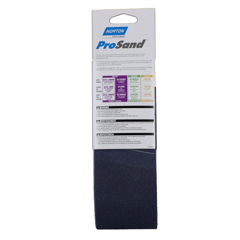 Norton 49265 Sanding Belt, 3 in W, 21 in L, Zirconia Aluminum Abrasive, 50 Grit, Coarse