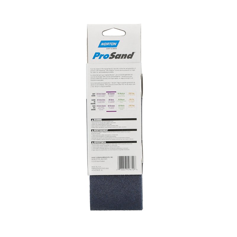 Norton 49612 Sanding Belt, 3 in W, 21 in L, 50 Grit, Coarse
