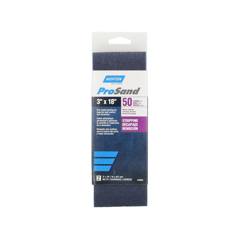 Norton 02231 Sanding Belt, 3 in W, 18 in L, 50 Grit, Coarse, Zirconia Aluminum Abrasive
