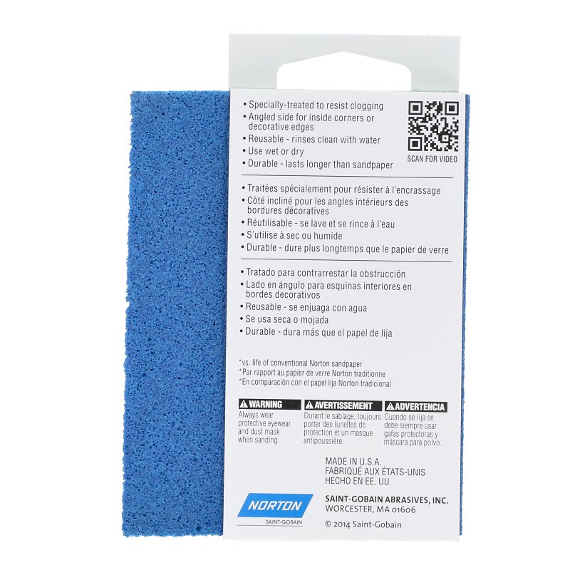 Norton ProSand 82067 Sanding Sponge, 4-1/2 in L, 3-1/2 in W, 120 Grit, Medium, Aluminum Oxide Abrasive