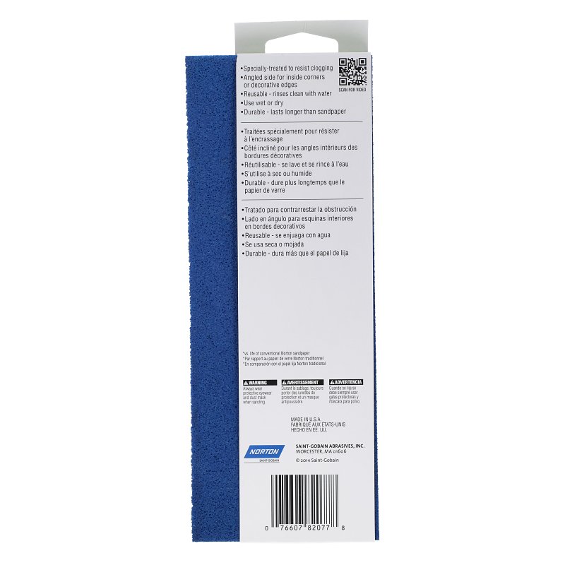 Norton ProSand 82077 Sanding Sponge, 9 in L, 3-5/16 in W, 120 Grit, Medium, Aluminum Oxide Abrasive
