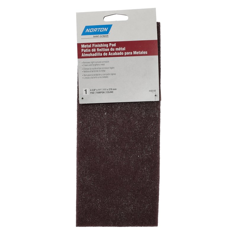 Norton 07660748148 Hand Pad, Maroon, 11 in L, 4-3/8 in W