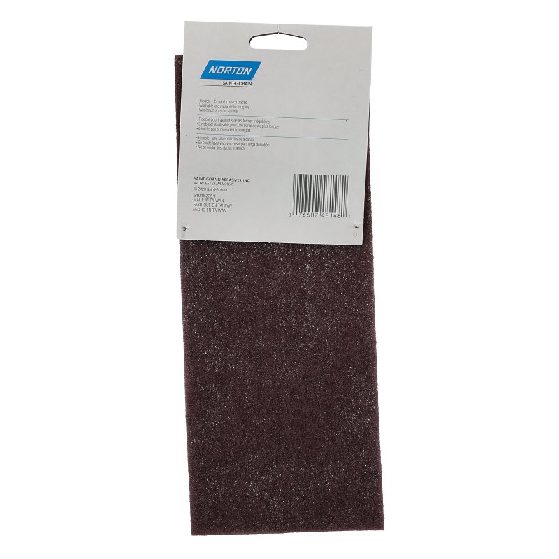 Norton 07660748148 Hand Pad, Maroon, 11 in L, 4-3/8 in W