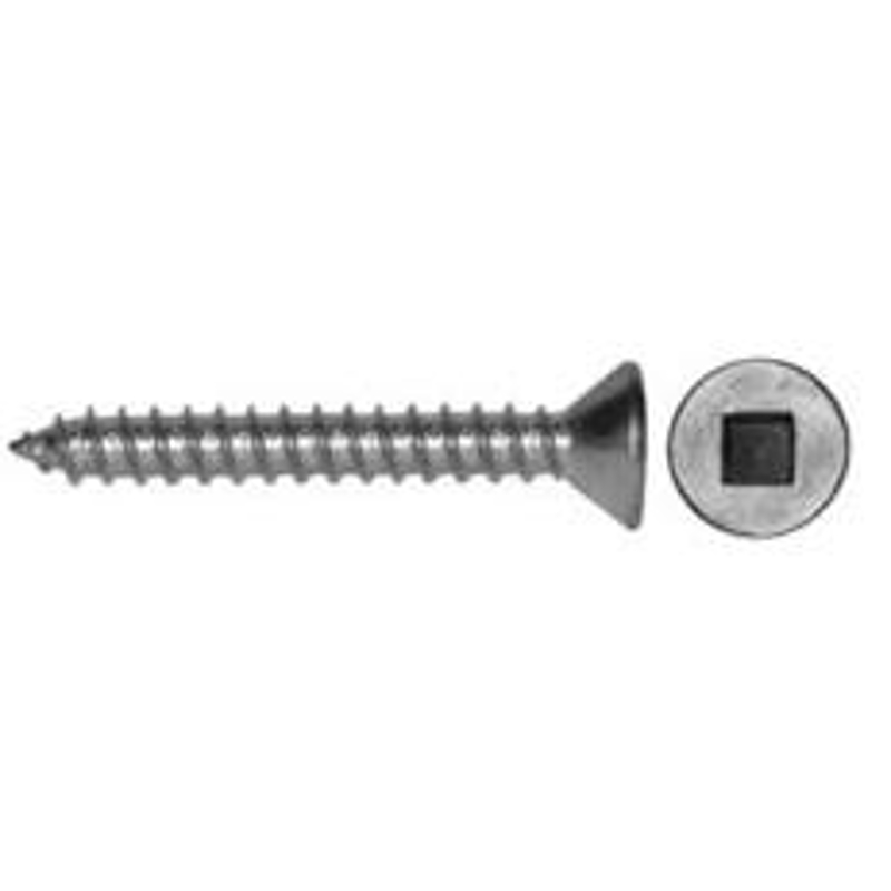 Reliable FKAS81MR Screw, 1 in L, Flat Head, Square Drive, #2 Drive, Stainless Steel, Stainless Steel