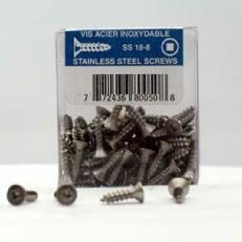Reliable FKAS81VP Screw, 1 in L, Flat Head, Square Drive, Self-Tapping, Stainless Steel, Type A Point, Stainless Steel
