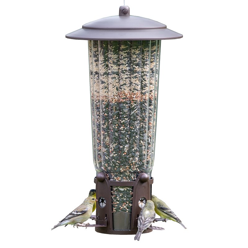 Perky-Pet Squirrel-Be-Gone Max 334 Bird Feeder, Rustic, 4 lb, 4-Port/Perch, Metal/Plastic, 17-1/2 in H