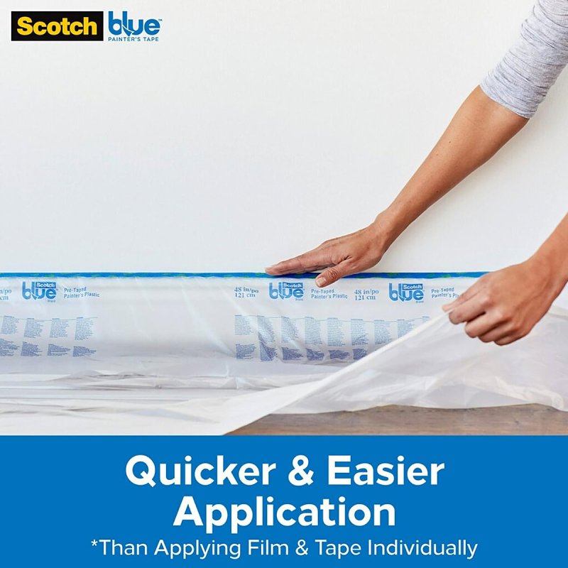 ScotchBlue PTD2093EL-48 Painter's Tape, 0.35 mil Thick, 30 yd L, 48 in W, Crepe Paper Backing, Blue
