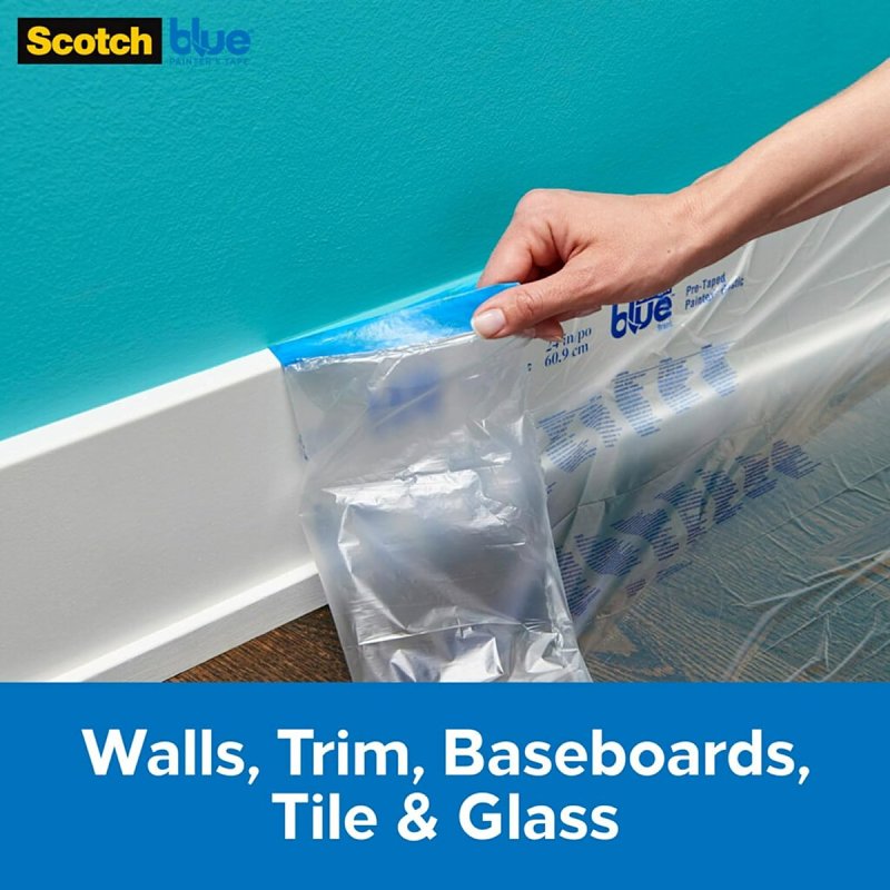ScotchBlue PTD2093EL-48 Painter's Tape, 0.35 mil Thick, 30 yd L, 48 in W, Crepe Paper Backing, Blue