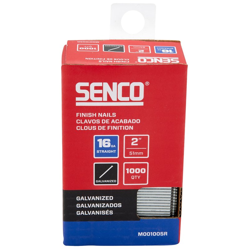 Senco M001005R Finish Nail Strip, 2 in L, 16 ga, Galvanized/Plain, T-Head Head