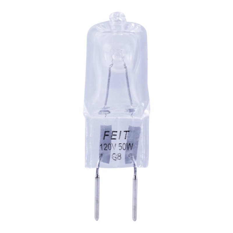 Feit Electric BPQ50/G8/CAN Halogen Bulb, 50 W, G8 Lamp Base, JCD T4 Lamp, 3000 K Color Temp, 2000 hr Average Life