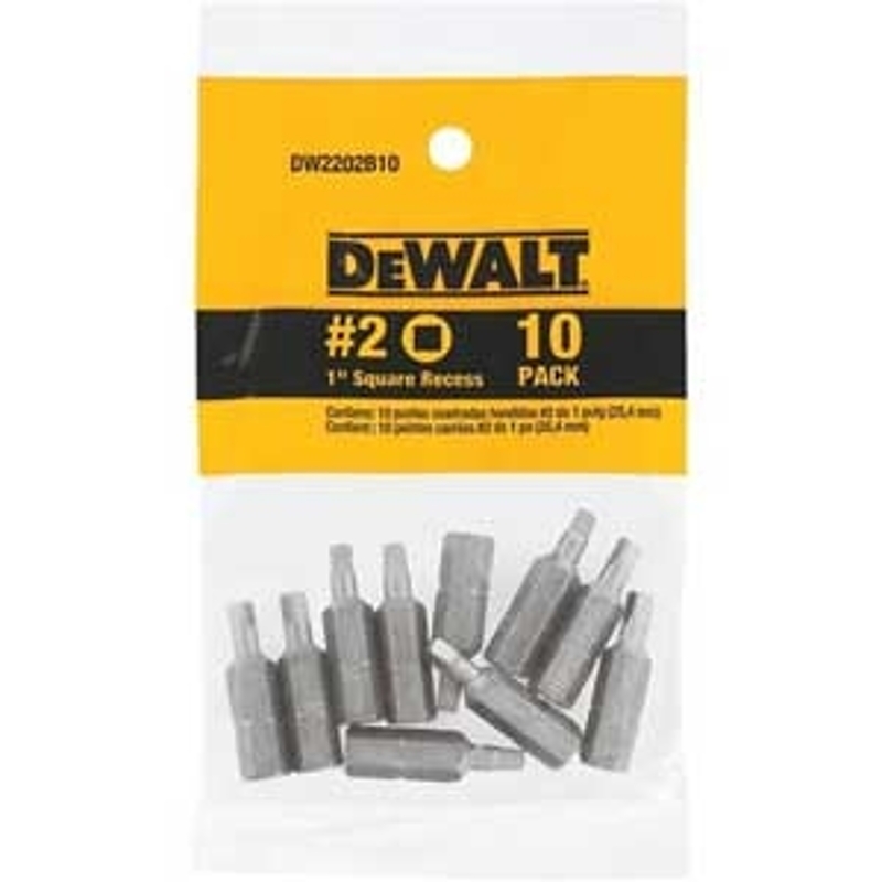 DEWALT DW2204 Recess Bit Tip, 0 Drive, Square Drive, Hex Shank, 1 in L, Steel