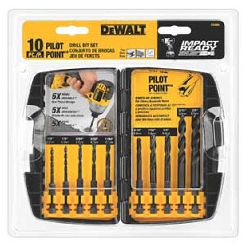 DEWALT IMPACT READY Series DD5160/DD5060 Impact Drill Set, 10-Piece, Steel, Titanium