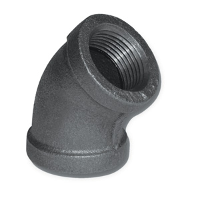 aqua-dynamic 5520-207 Pipe Elbow, 1-1/2 in, Threaded, 45 deg Angle, Malleable Iron, 150 psi Pressure