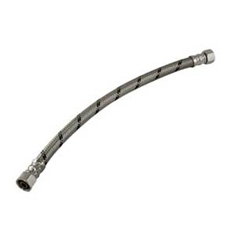 aqua-dynamic 32327-200 Braided Faucet Connector, Flexible, 3/8 in Inlet, Compression Inlet, Stainless Steel Tubing