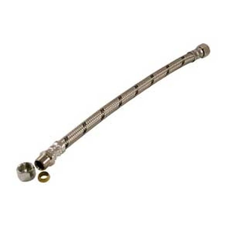 aqua-dynamic 3234-200 Braided Faucet Connector, Flexible, 3/8 in Inlet, 3/8 in Outlet, Compression Outlet, 20 in L