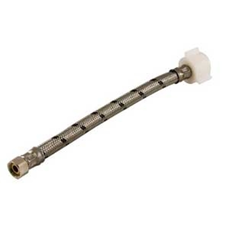 aqua-dynamic 3231 Series 3231-060 Braided Toilet Connector, Flexible, 3/8 in Inlet, Compression Inlet, 7/8 in Outlet