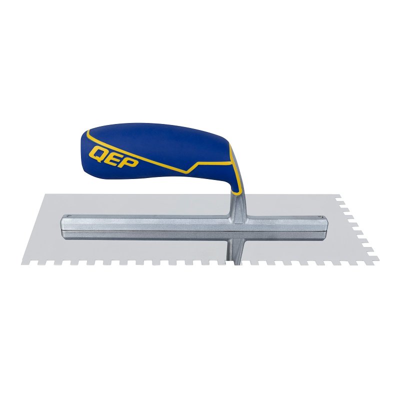 QEP 49915-12 Trowel, 11 in L, 4-1/2 in W, Square Notch, Contoured, Cushioned Grip Handle