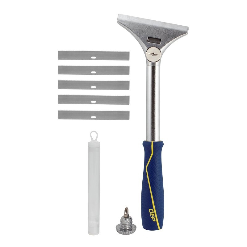 QEP 62920 Floor and Wall Scraper, 4 in W Blade, Stainless Steel Blade, Non-Slip Handle, Plastic Handle