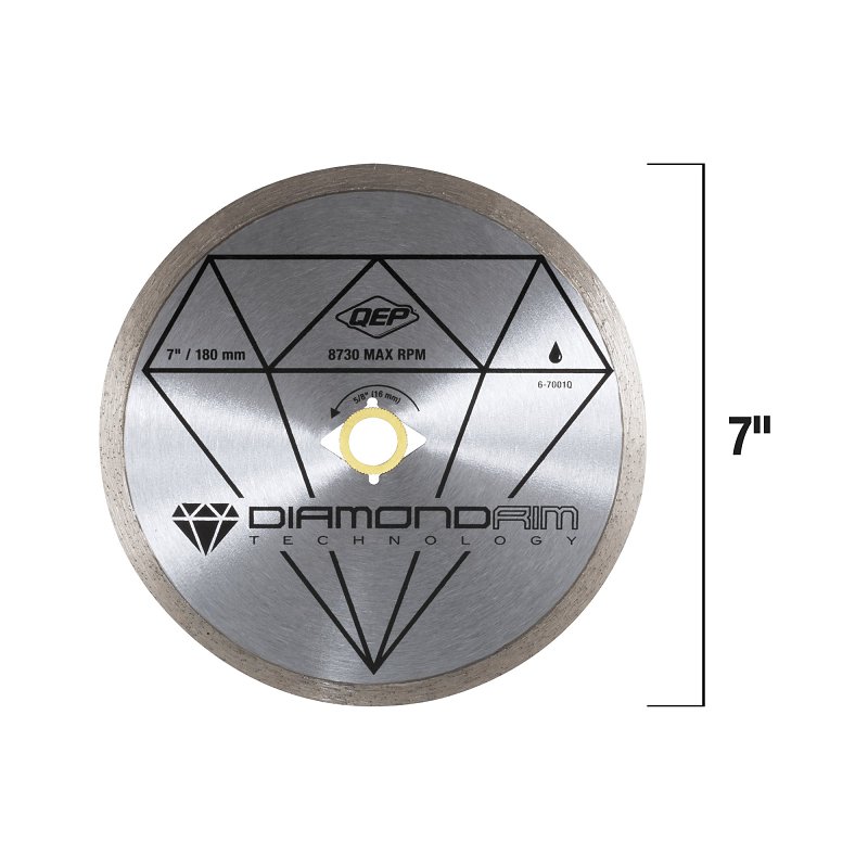 QEP Black Series 6-7001Q Saw Blade, 7 in Dia, 5/8 in Arbor, Continuous Rim