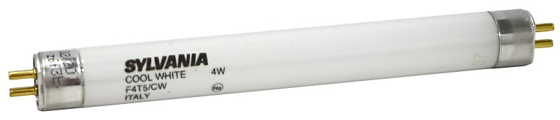 Sylvania 20415 Fluorescent Bulb, 4 W, T5 Lamp, G5 Miniature Lamp Base, 140 Lumens, 4200 K Color Temp, Cool White