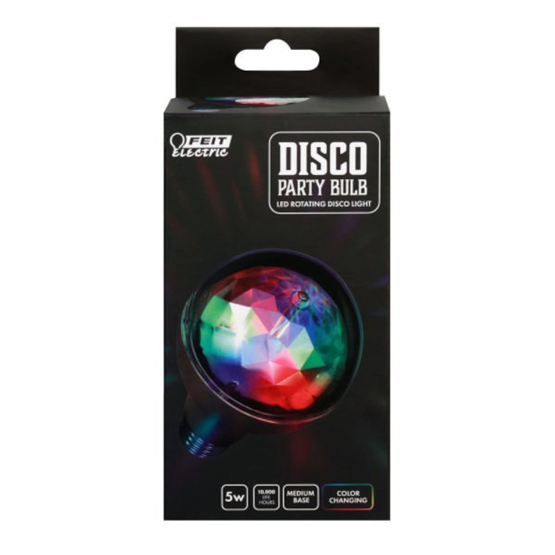 Feit Electric DISCO1/LED LED Disco Bulb, Specialty, A23 Lamp, 40 W Equivalent, E26 Medium Lamp Base, Dimmable, White