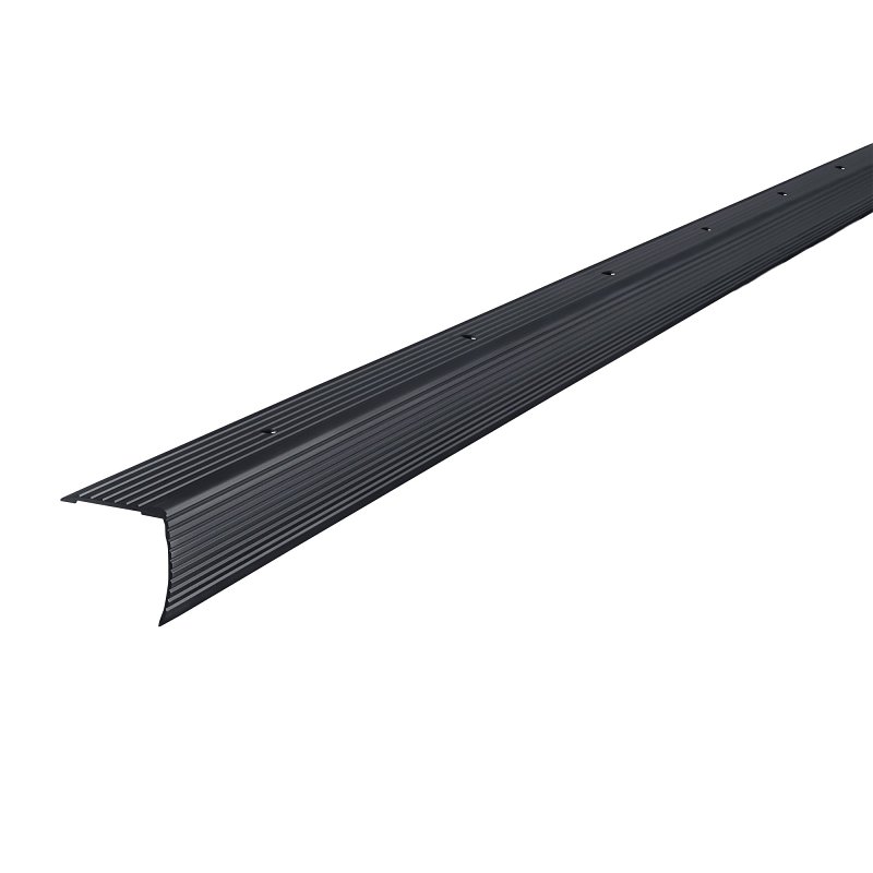 M-D 66270 Stair Edging, 72 in L, 1-1/8 in W, Aluminum, Black, Matte