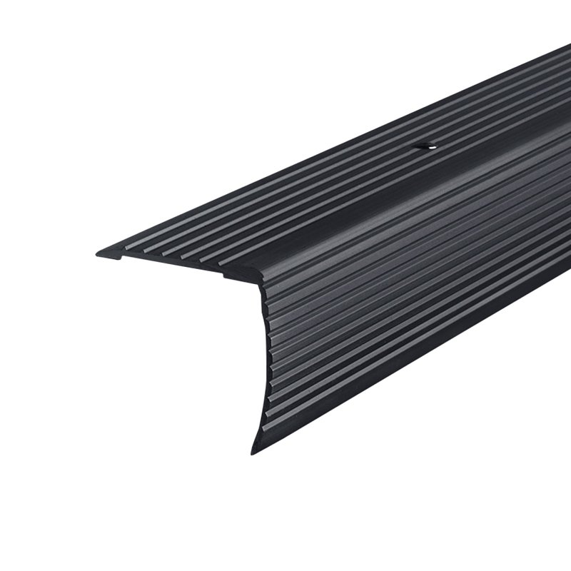 M-D 66270 Stair Edging, 72 in L, 1-1/8 in W, Aluminum, Black, Matte