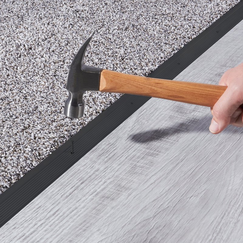 M-D 66267 Carpet Trim, 36 in L, 1-3/8 in W, Aluminum, Black, Matte, Nail Fastener