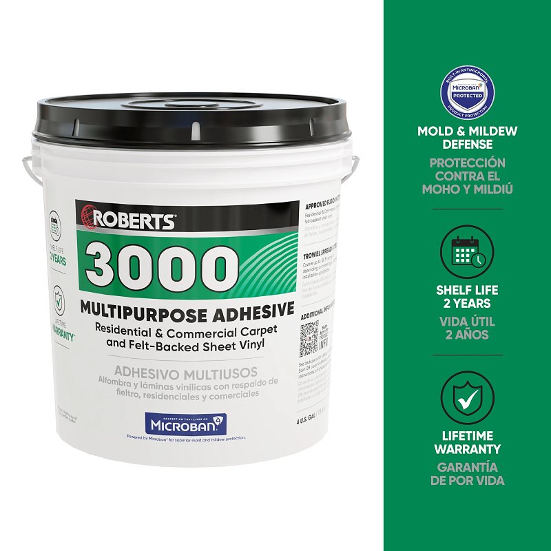 Roberts 3000 Series 3000-4 Multi-Purpose Adhesive, Creamy Tan, 4 gal Pail