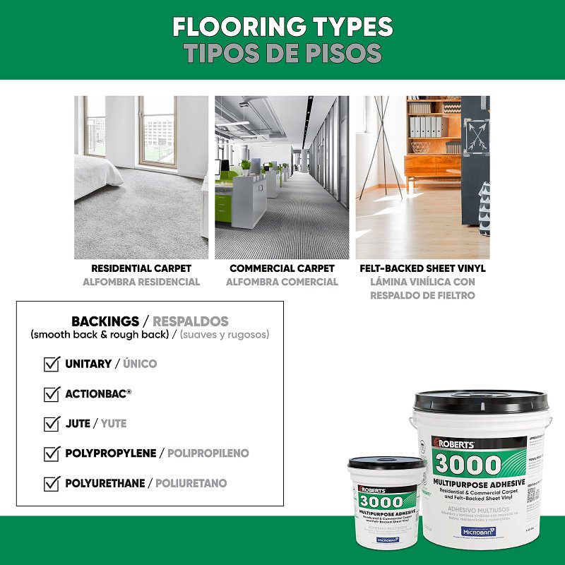 Roberts 3000 Series 3000-4 Multi-Purpose Adhesive, Creamy Tan, 4 gal Pail