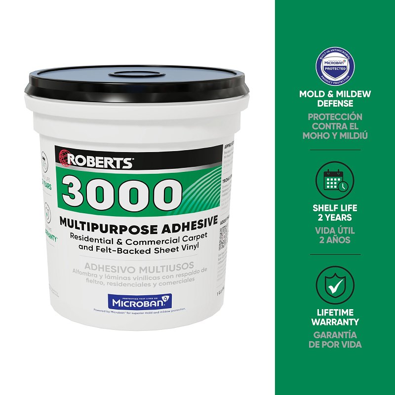 Roberts 3000 Series 3000-1 Multi-Purpose Adhesive, Creamy Tan, 1 gal Pail