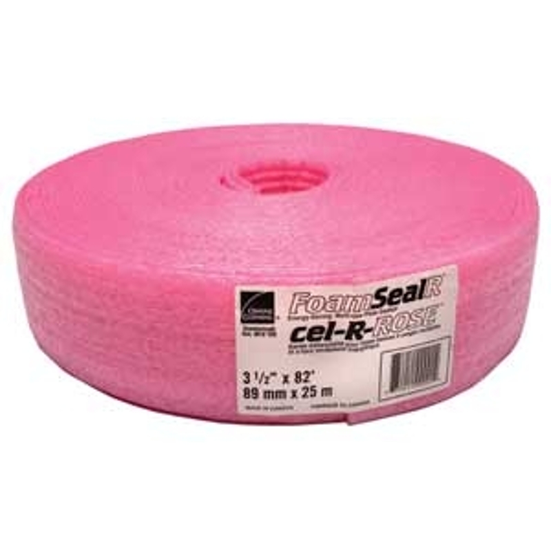 Owens Corning FoamSealR Series FOAM-SEAL-R 3.5IN Sill Gasket, 3-1/2 in W, 82 ft L Roll, Polyethylene, Pink