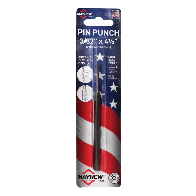 Mayhew 42002 Pin Punch, 3/32 in Tip, 7-3/4 in L
